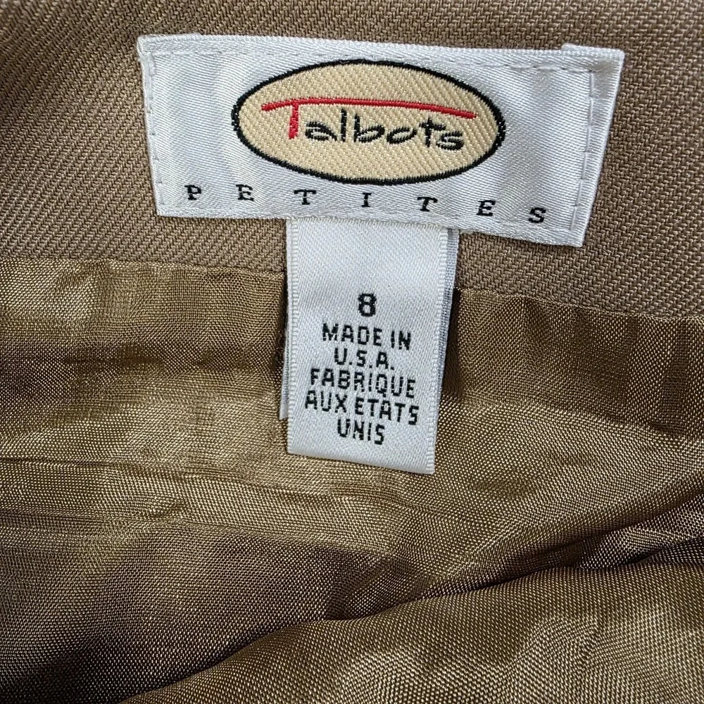 Vintage Talbots Tan 100% Wool Women's Petites‎ Size 8 USA Button Wrap Skirt